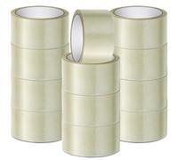 Stick Well Rotolo di nastro trasparente per imballaggi, 48 mm x 66 m, resistente, a basso rumore, adesivo sicuro e forte, per imballaggio, traslochi e stoccaggio a lungo termine (trasparente, 12