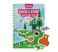Stick4Ever - Libro di Adesivi in Gelatina, per Bambini, Impermeabile, Facile da Pulire, Riutilizzabile, per attività di Viaggio su Strada, per Bambini, per riempire la Calza della Befana (Foresta)