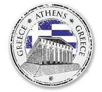 Sticker # 6084, motivo: Grecia, Atene (in lingua inglese), 10 cm, per bagagli, laptop, auto ecc., 2 pezzi