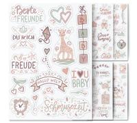Sticker Baby by snaPmee - Adesivi per album fotografici, regali - Set per ragazze e ragazzi con 133 motivi su 8 fogli DIN A5