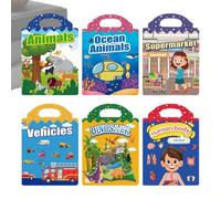 Sticker Book - 6 Sets Reusable Jelly Activity Scrapbooking Travel Toys