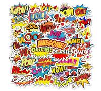 Sticker Comic 50 Pezzi - Adesivi Pop Art per Decorazione DIY Creativa | Adesivi Comic con design POW, BAM e WOW per personalizzare quaderni, scrapbooking, regali e progetti creativi