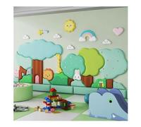 Sticker da Muro Adesivi Murali Decorativi Cartoni Animati, Imbottitura Murale Autoadesiva Anticollisione 3D/Pannello da Parete, Carta da Parati Impermeabile in PU, per Casa/Asilo/Scuola/Montessori (S