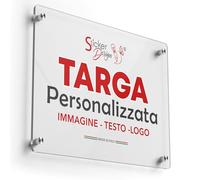 STICKER DESIGN Targa Personalizzata in Plexiglass 30x30cm da esterno, Targa personalizzata per Studio, Dottori, Attività, Condominio, Hotel, Casa Vacanze, con Cin, Logo, scritta e testo Personalizzato
