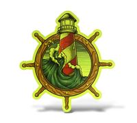 Sticker Olografico Fluo TIMONE Adesivo Decal Barca Nave Faro Motoscafo Mare Wall