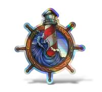 Sticker Olografico Fluo TIMONE Adesivo Decal Barca Nave Faro Motoscafo Mare Wall