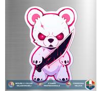 Sticker ORSETTO Kawaii Samurai • Adesivo Vinile per Auto Moto Casco Laptop Anime