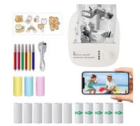 Sticker Printer Device, Portable Inkless Label, 590g Wireless Thermal Printing Tool, Mini Sticker Printer with 14 Paper Rolls Photo Memo Journal for Travel School Home Office Organization Use
