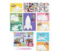 Sticker Puzzle Books - 3D Collage DIY Kit | Kids Sticker by Number Set 28x20.5cm with 8 Paper Sheets for Christmas Birthday Travel Home School Activities, Educational Craft for Boys Girls Activities