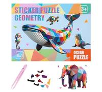 Sticker Puzzle Set - 28 Cm 3D Sticker By Number Educational Kit | Creative Learning Toy For Kids, Concentration Builder Activity, Travel School Art Game With Clip Accessory