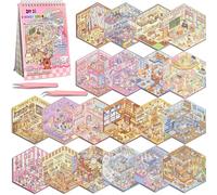 Sticker scene 3D fai da te - 20 set scenari adesivi casa in miniatura + 25 fogli adesivi 3D | Adesivi per bambini e adulti, antistress e artigianato creativo | Divertenti regali a tema cartoni animati