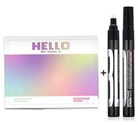 Sticker set - adesivi hello my name is effetto olografico riflettente - confezione 50 pezzi + 1 marker 3mm