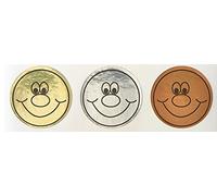 Sticker Solutions - Adesivi con sorriso dorato, argento, bronzo, confezione da 180