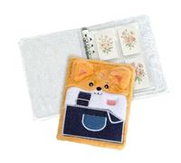Sticker Storage Book A5 6 Ring Binder Plush Dog Cover Organizer for Collection | Refillable PP Pocket Pages Album Folder, Cute Animal Scrapbook Holder for School Office Travel Craft Storage