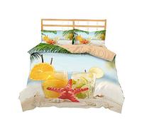 Sticker Superb Copripiumino Stella Marina 220x240 cm Mare Blu Tramonto Foglia Verde Ananas Giallo Paesaggi da Spiaggia Ragazzo Ragazza Set Copripiumini e Federe (Stella di Mare 1, 220_x_240_cm)