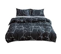 Sticker superb Cotone Caldo Traspirante Bianca Nero Set Copripiumino con Federa, Casa Arredamento Marmo Pietra 3D Effetto Set Biancheria da Letto Uomo Donna (Marmo 3, 200x200cm)