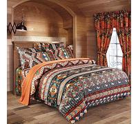 Sticker superb Etnico Tribal Boemia Blu Nero Triangolo Set Copripiumino con La Federa, Marocco Mandala Geometrico Banda Set Biancheria da Letto per Uomo Donna Regalo (Etnico Stile 3, 259x229cm)