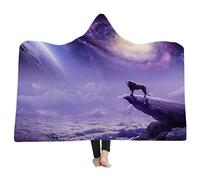 Sticker Superb Super Soffice Coperta con Cappuccio Coperta in Lana di Sherpa Stile Boemo per Adulti e Bambini Adatta per Divano/Letto / Tempo Libero/Campeggio all'aperto (60"x80", Leone)