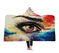 Sticker Superb Super Soffice Coperta con Cappuccio Coperta in Lana di Sherpa Stile Boemo per Adulti e Bambini Adatta per Divano/Letto / Tempo Libero/Campeggio all'aperto (50"x60", Occhi colorati)