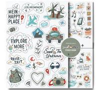 Sticker Travel by snaPmee - Adesivi per diario di viaggio, album fotografici e regali - Adesivi da viaggio per adulti e bambini - Set con 133 motivi su 8 fogli DIN A5