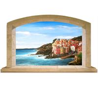 Sticker Trompe L'oeil Adesivo Finestra sul mare delle Cinque Terre, Riomaggiore