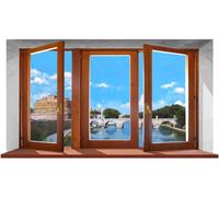 Sticker Trompe L'oeil Adesivo Finestra sul Tevere e Castel Sant'Angelo a Roma