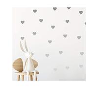 StickerDeen Adesivi da parete rimovibili in vinile a forma di cuore (confezione da 80) (argento)