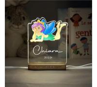 StickerLab Lampada Notturna Bambini Personalizzata, Made in Italy - Luce Notturna Bambini Regolabile a 3 Intensità - Regalo Battesimo Bimbo e Bimba Personalizzabile - Idea Regalo Neonato (Trilli)