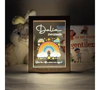 StickerLab Lampada Notturna Bambini Personalizzata, Made in Italy - Luce Notturna Bambini Regolabile a 3 Intensità - Regalo Battesimo Bimbo e Bimba Personalizzabile - Idea Regalo (Arcobaleno 2)