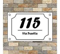 StickerLab - Numero Civico Personalizzato per Esterno, Made in Italy - Disponibile su Varie Misure e Colori - Fondo in Acciaio Spazzolato ed Inciso in Nero - Spessore HD in Laminato Plastico da 3,2mm