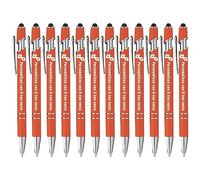 StickerLab Penna a sfera Touch in alluminio Personalizzata, Prodotto Made in Italy. Stampa Digitale UV del logo e testo Personalizzato - Arancione - 12pz