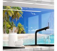 StickerProfis - Pannello Paraschizzi Cucina Adesivo da Parete, HiGloss, 1.8 mm, Tutte Le superfici - Spiaggia dei Caraibi - (KARIBIKSTRAND) Premium 60 x 340cm