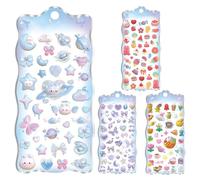 Stickers 3D Bubble Stickers | 4 pezzi Cartoon Craft Sheets Decal | Cute Mini adesivi | for Children Boys Girls Activities Travel Scrapbook Classroom Party Favors Rewards