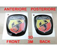 STICKERS 3D RESINATO FREGIO FIAT ABARTH NUOVA BRAVO BAULE ANTERIORE + POSTERIORE