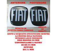 STICKERS 3D RESINATO LOGO STEMMA FIAT TIPO BAULE ANTERIORE + POSTERIORE CARBONIO