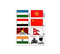 Stickers Adesivi Bandiere, Flag Ride Tour Asiaper Bauletti Moto, 16 x 13.5 cm