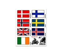 Stickers Adesivi Bandiere, Flag Ride Tour Europa 3 per Bauletti Moto, 16 x 13.5 cm