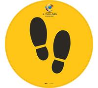 Stickers Adesivi - Orme, Stop - Segnaletica, calpestabili antiscivolo, segnaposto, indicatori di direzione, emergenza sanitaria, personalizzabili con il tuo logo (5pz - 30x30cm)