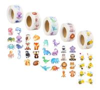 Stickers Bambini - 2500 Pezzi Adesivi Animali per Bambini, Set di 5 Rotoli con Temi Api, Dinosauri, Foresta, Safari e Sottomarino, 40 Design, 2.5cm, Educativi e Decorativi