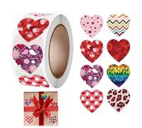 Stickers Cuore per Bambini,500 Pezzi Etichette Sagomate A Cuore - Rotolo Etichette Amorose,per Compleanni Ufficio San Casa Matrimonio Feste Aula