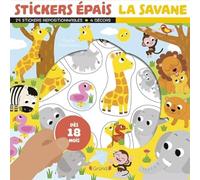 Stickers épais La savane: 25 stickers repositionnables, 4 décors