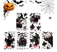 Stickers, Halloween Window Clings Double Sided | Reusable Spooky Decals Halloween Reusable Window Clings for Fall Holiday Door Mirror Glass Garage Home Office Indoor