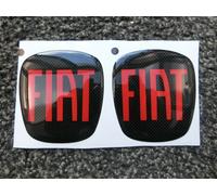 STICKERS RESINATO 3D 3M LOGO FIAT 500 COFANO ANTERIORE POSTERIORE ROSSO CARBONIO