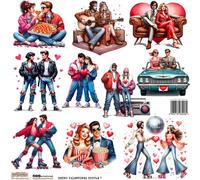 STICKERS ScrapLove Adesivi decorativi - Retro Valentines Coppia 1 Coppie innamorate