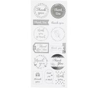 Stickers Thank You, sheet 10x24 cm, approx. 13 pc, silver, thank you, 1sheet
