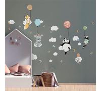 Stickersnews - Adesivo da parete per bambini - Decorazione della camera dei bambini - Adesivo da parete con animali felici volanti - H60 x L90 cm