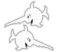 StickersWorld - Adesivo in vinile con simbolo del sottomarino tedesco della Seconda Guerra Mondiale, Der lachende Sägefisch, versione bianca - StickersWorld 100 mm (circa 9,9 cm) adesivi in vinile