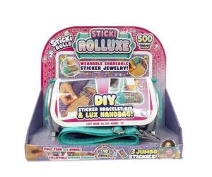 Sticki Rolls Sticki Rolluxe Serie 2 - Borsa Glam + Kit Fai da Te, Include 3 Adesivi Jumbo, Forniture per 10 Braccialetti e 2 ciondoli