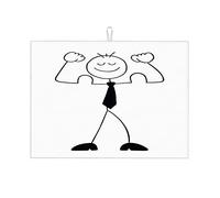 Stickman Imprenditore Personaggio Forte e Bicipiti in Mostra Artistico Tappetino per Asciugare i Piatti da Cucina Facile da Pulire Grande 18 X 24 Pollici