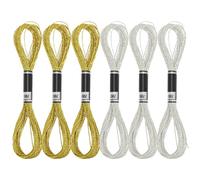 Sticktwist - 6 fili per punto croce, 8 m, filo metallico, filo metallico dorato e argento, per lavori di bricolage (oro, argento)